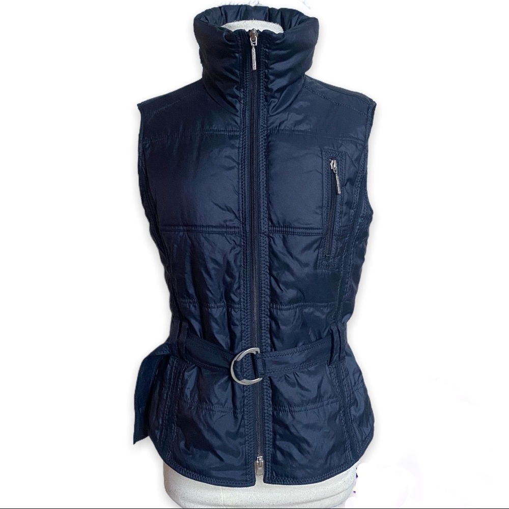 LUISA CERANO WOMEN’S NAVY BLUE VEST W/BELT SIZE 6
